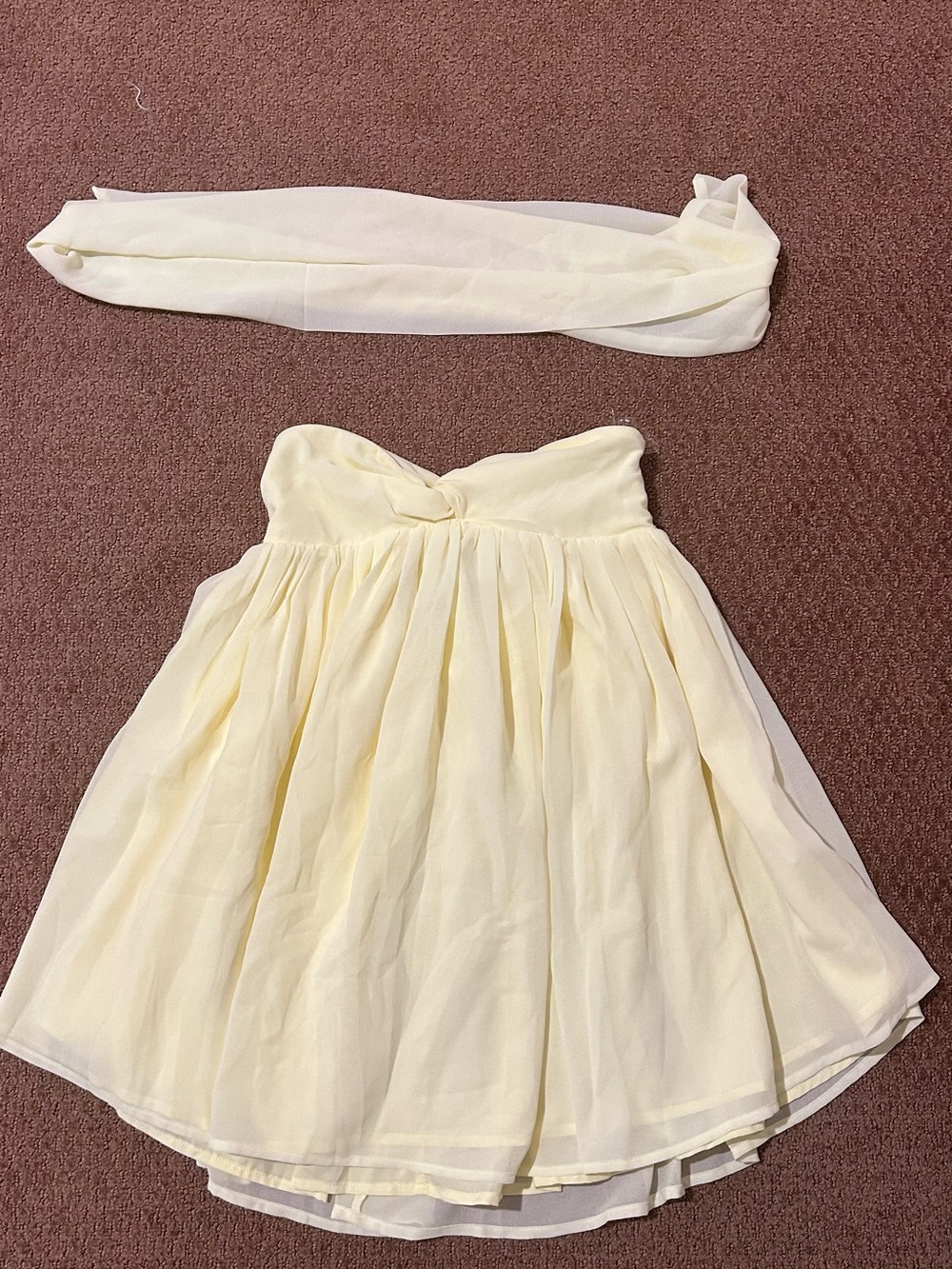 Peppermayo Pale Yellow Strapless Mini Dress with Scarf
